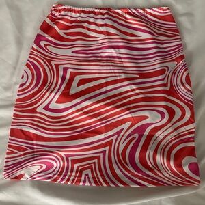 SHEIN Pink and Orange Swirl Pencil Skirt